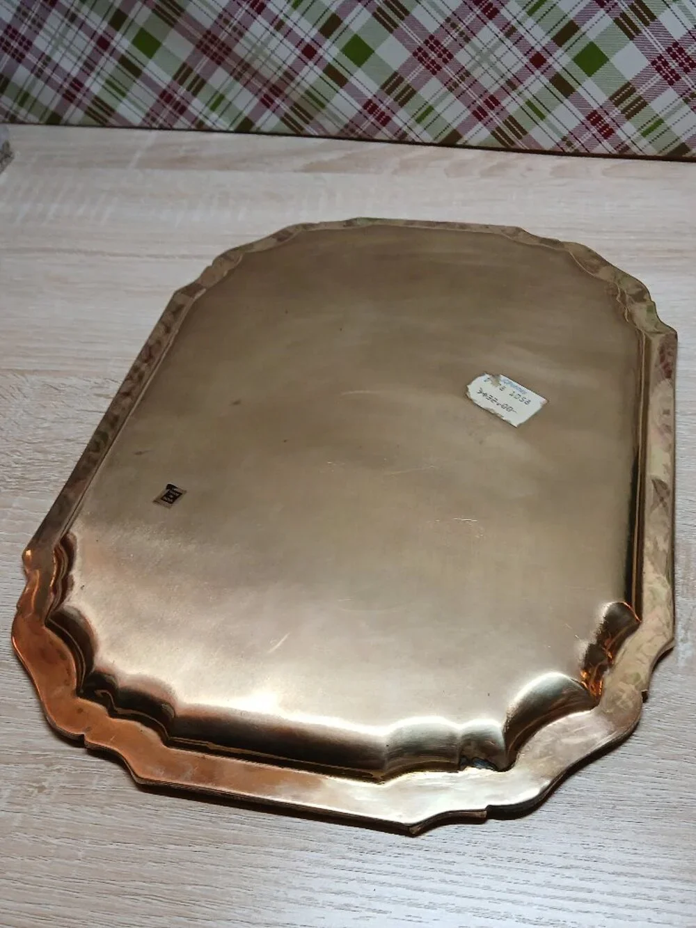 JCPENNEY BRASSWARE BRASS ORNATE EDGE METAL PLATTER TRAY MADE IN INDIA